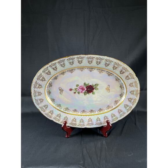 4X Fine China/Bohemian Porcelain Formalities Roses Plate Set Iridescent vintage - Picture 8 of 15
